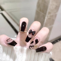 24 Pcs Bowknot Press On Nails Tape On Nails For Women And Girls