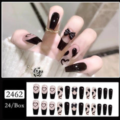 24 Pcs Bowknot Press On Nails Tape On Nails For Women And Girls