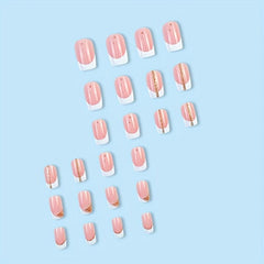 24pcs Golden Glitter Swirls French Tip Press On Nails Square Acrylic Nails