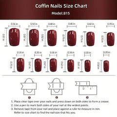 Pink Square Press On Nails with Heart and Gem Glossy Stick On Nails