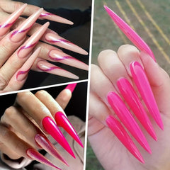 240pcs Clear Stiletto Gel Nail Tips Acrylic Extra Long False Nail Extension