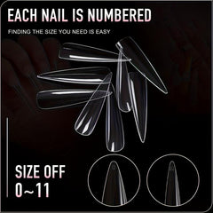 240pcs Clear Stiletto Gel Nail Tips Acrylic Extra Long False Nail Extension
