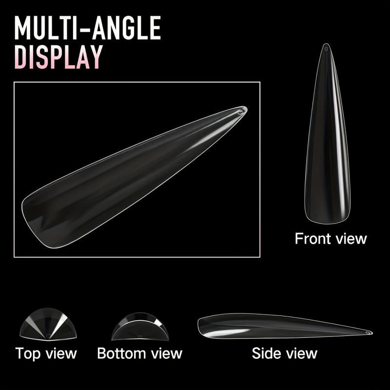 240pcs Clear Stiletto Gel Nail Tips Acrylic Extra Long False Nail Extension