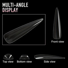240pcs Clear Stiletto Gel Nail Tips Acrylic Extra Long False Nail Extension