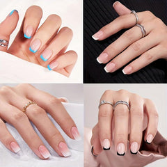 24pcs Pink Ombre False Nails French Press On Nails Halloween Nails