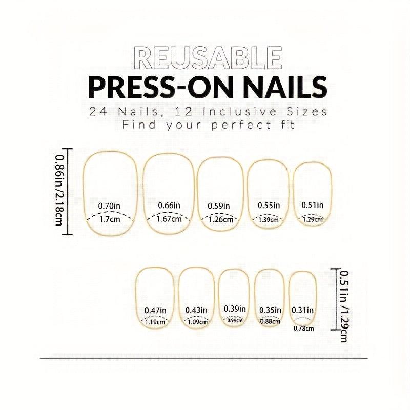 JIARUO 24 Pcs Y2K Press On Nail False Nails Medium And Long Style