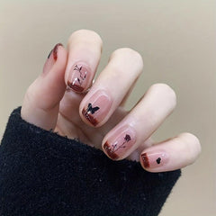Y2K Pink Square Press On Nails with Red Tip