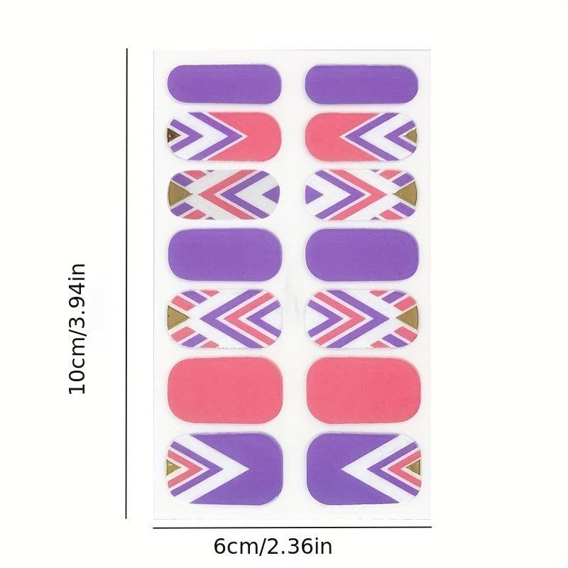 14pcs 3D Bronzing Flower Nail Strips Full Wraps Nail Polish Sticker