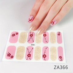 14pcs 3D Bronzing Flower Nail Strips Full Wraps Nail Polish Sticker
