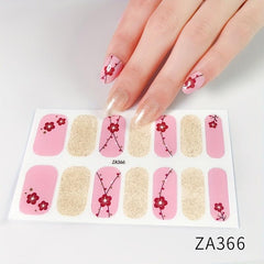14pcs 3D Bronzing Flower Nail Strips Full Wraps Nail Polish Sticker