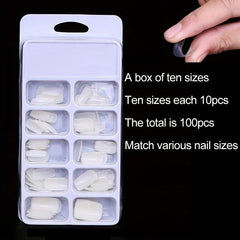 100PCS Transparent Natural French False Nails Set