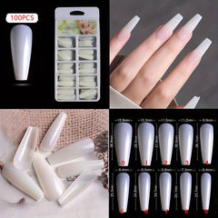 100PCS Transparent Natural French False Nails Set