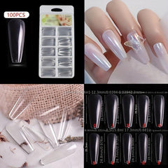 100PCS Transparent Natural French False Nails Set