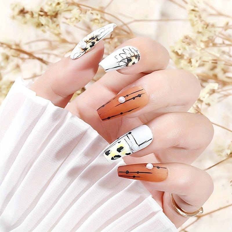 100PCS Transparent Natural French False Nails Set