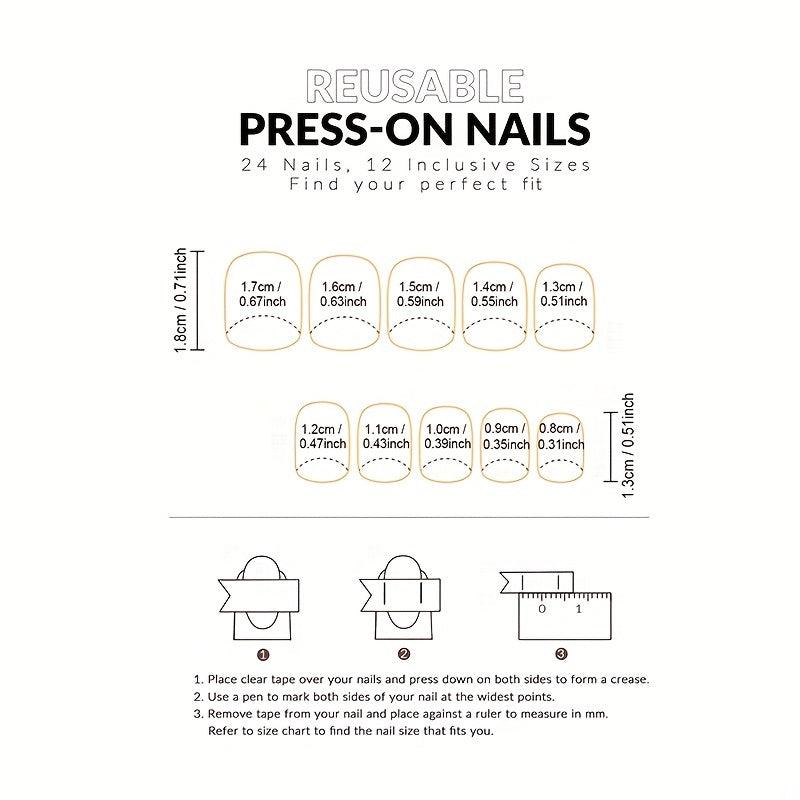 24pcs Glossy Ice Transparent Press On Nails Short Square False Nails