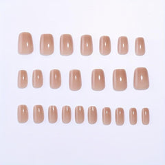 24pcs Glossy Ice Transparent Press On Nails Short Square False Nails