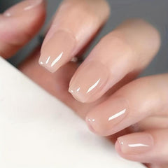 24pcs Glossy Ice Transparent Press On Nails Short Square False Nails