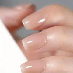 24pcs Glossy Ice Transparent Press On Nails Short Square False Nails