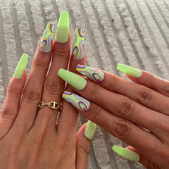 St Patrick's Long Coffin Nails Colored Gothic Punk for Women & Girls