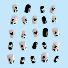 Short Square Acrylic Nails with Hearts Designs Kit