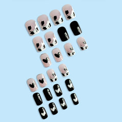 Short Square Acrylic Nails with Hearts Designs Kit