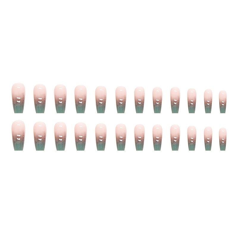 Green Gradient French Press On Nails 24 Pcs