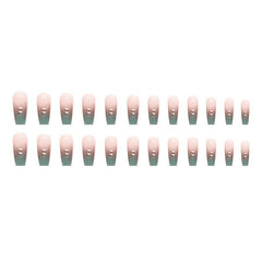 Green Gradient French Press On Nails 24 Pcs