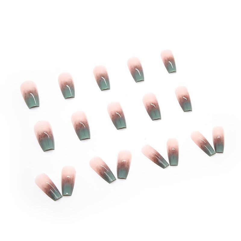 Green Gradient French Press On Nails 24 Pcs