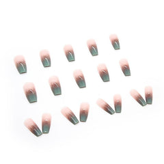 Green Gradient French Press On Nails 24 Pcs