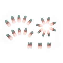 Green Gradient French Press On Nails 24 Pcs