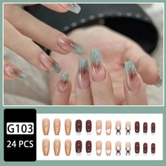 Green Gradient French Press On Nails 24 Pcs