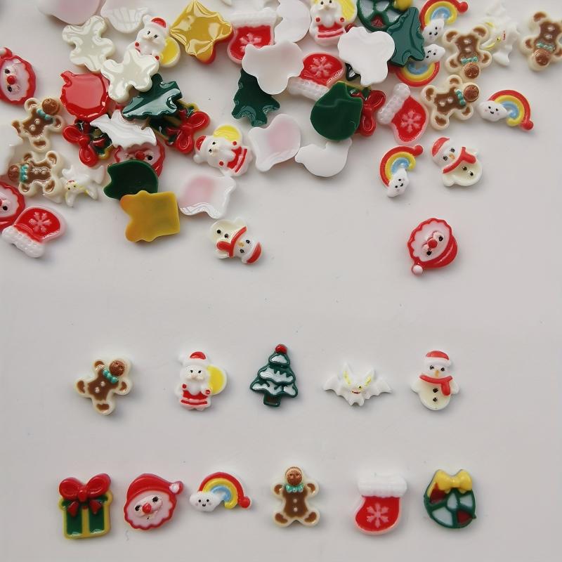 50 Pcs Christmas Theme Slime Charms Easter DIY Craft Making Resin Jewelry Kit