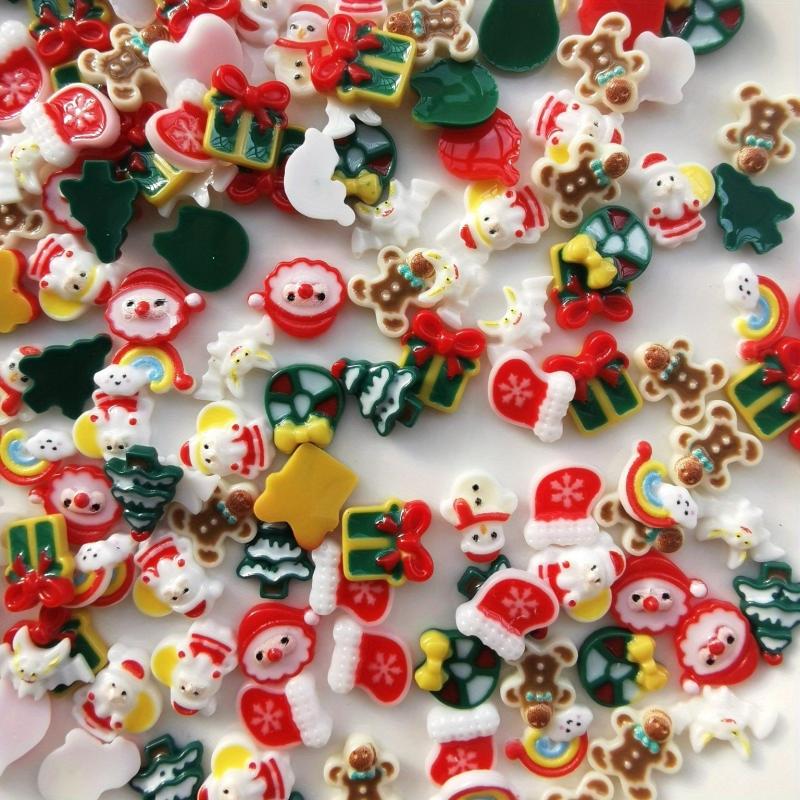 50 Pcs Christmas Theme Slime Charms Easter DIY Craft Making Resin Jewelry Kit