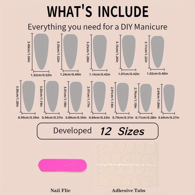 24pcs Long Stiletto Almond Press On Nail Purple Pink French Ombre Glitter Rhines