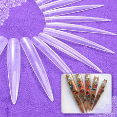 120pc Clear Stiletto Nail Tips Acrylic Extra Long False Nail Extension Manicure