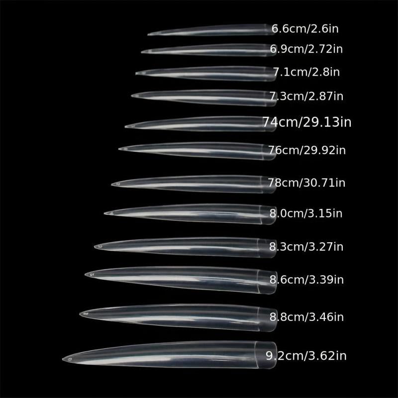120pc Clear Stiletto Nail Tips Acrylic Extra Long False Nail Extension Manicure