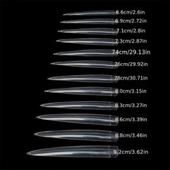 120pc Clear Stiletto Nail Tips Acrylic Extra Long False Nail Extension Manicure