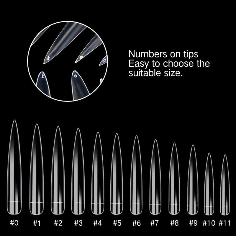 120pc Clear Stiletto Nail Tips Acrylic Extra Long False Nail Extension Manicure