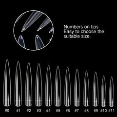 120pc Clear Stiletto Nail Tips Acrylic Extra Long False Nail Extension Manicure