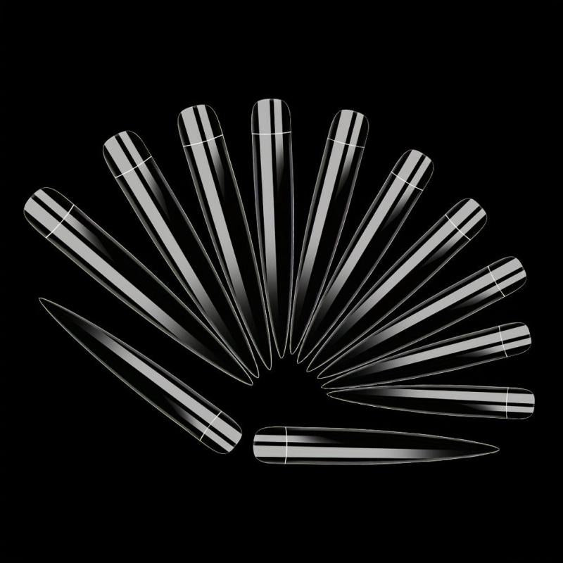 120pc Clear Stiletto Nail Tips Acrylic Extra Long False Nail Extension Manicure