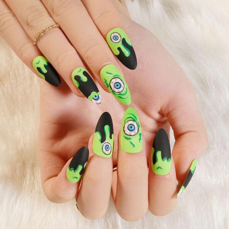 Halloween Pointed Press On Nail Manicure Patch Nail