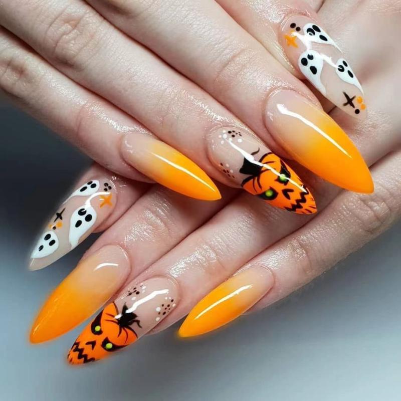 Halloween Pointed Press On Nail Manicure Patch Nail
