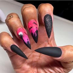 Halloween Pointed Press On Nail Manicure Patch Nail