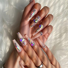 24 pcs Rhinestone Ballerina Press On Nails for Parties