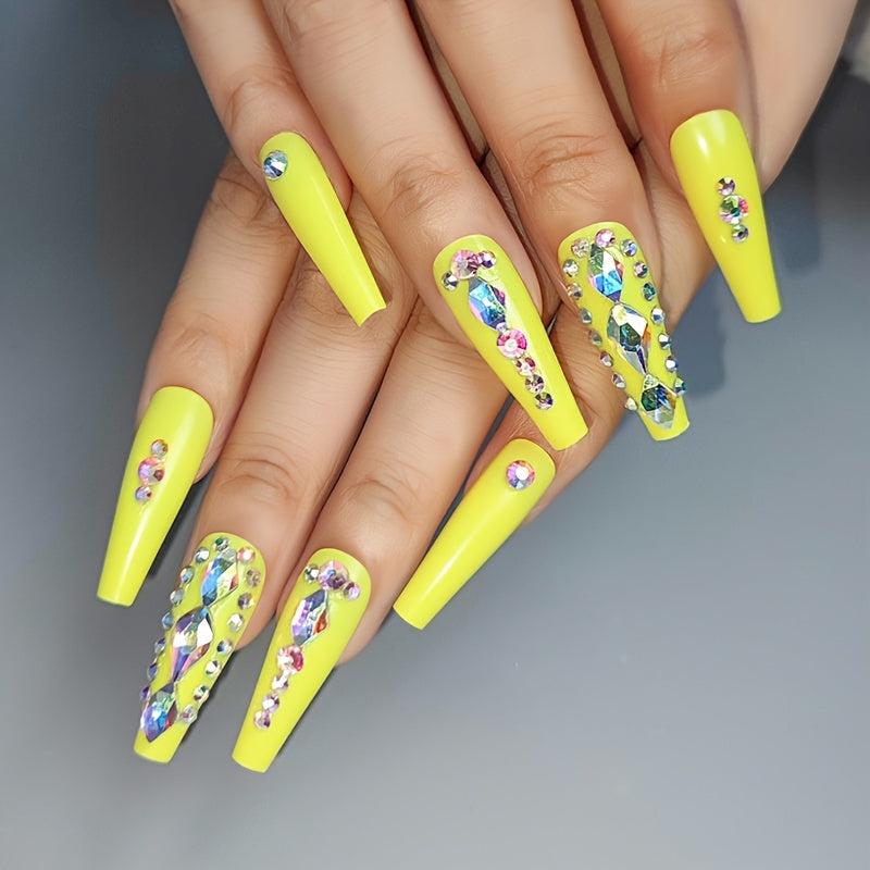24 pcs Rhinestone Ballerina Press On Nails for Parties