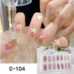 14pcs Cartoon 3D Nail Strips Spring Summer Adhesive Nail Art Decal Sticker