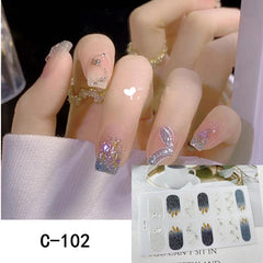 14pcs Cartoon 3D Nail Strips Spring Summer Adhesive Nail Art Decal Sticker