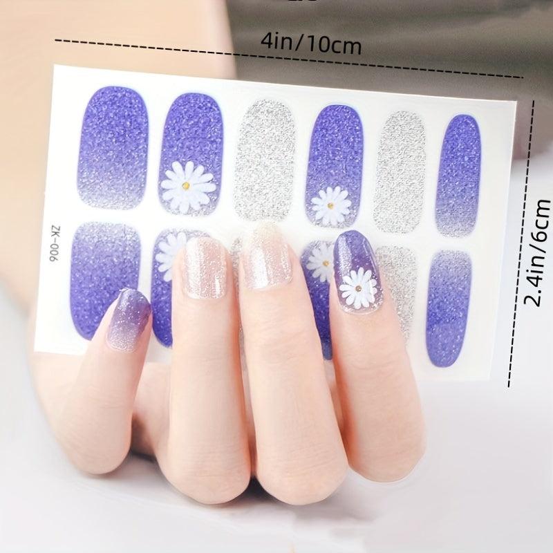 Daisy Flower Gradient Nail Polish Strips Easy Nail Art Decal Strip