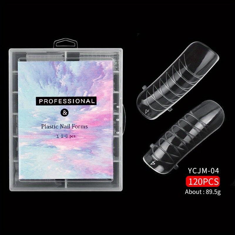120pcs Clear Gel Nail Forms Extension Mold for DIY Nail Art and False Nails Tips