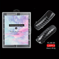 120pcs Clear Gel Nail Forms Extension Mold for DIY Nail Art and False Nails Tips